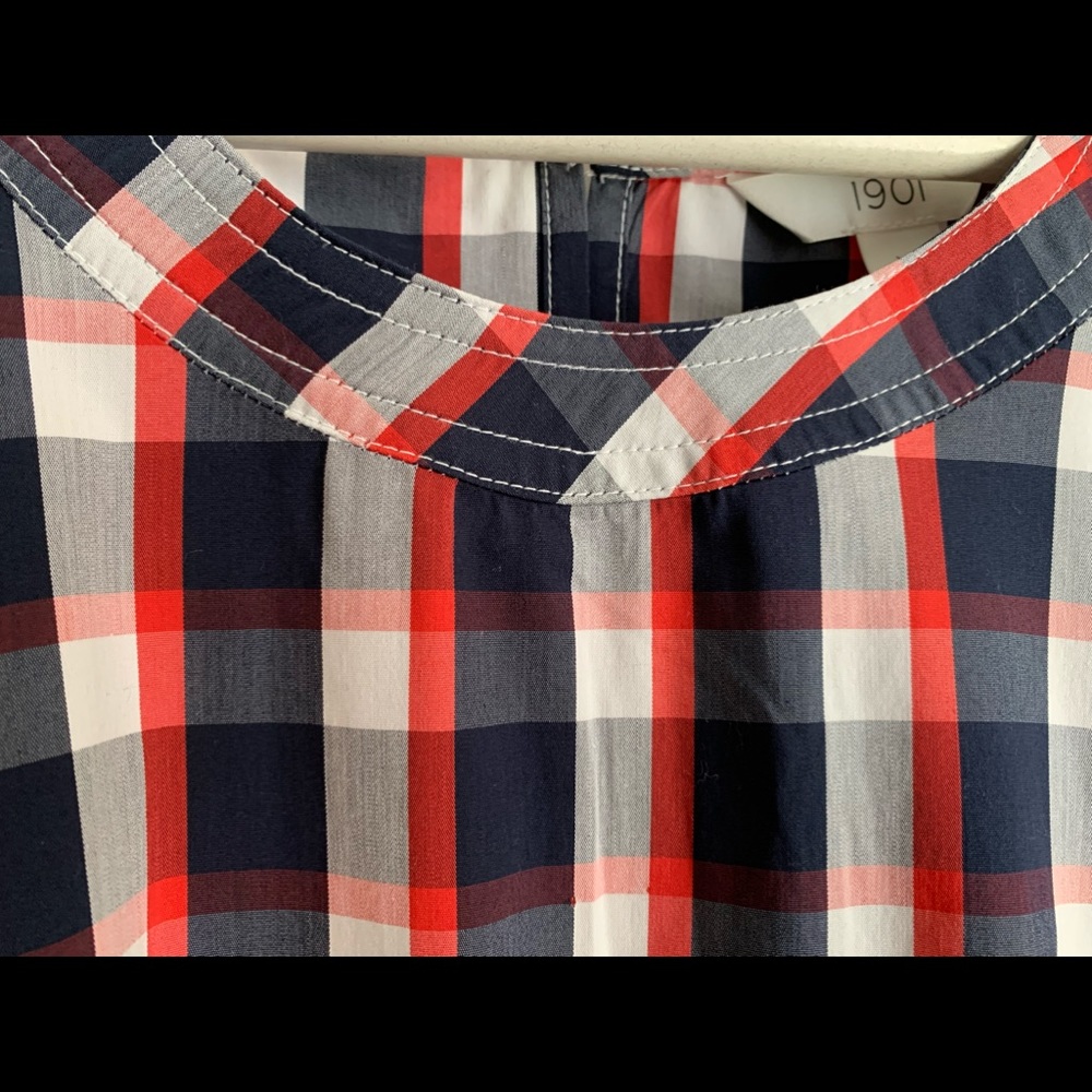 Navy Blue, Red and White Midi Dress...Size XL...Short Sleeves